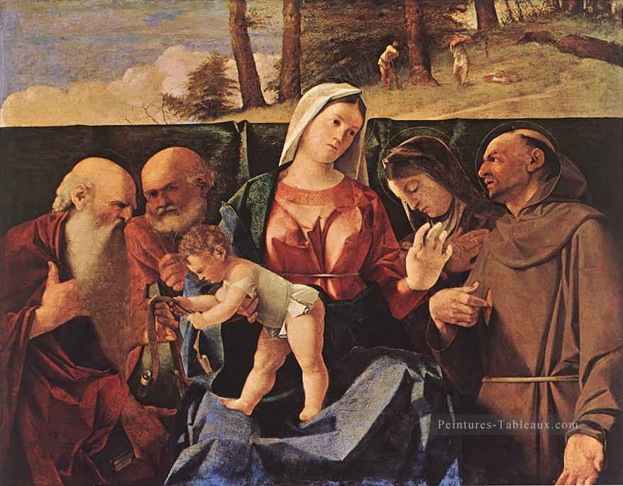 Vierge à l’Enfant avec Saints Renaissance Lorenzo Lotto Peintures à l'huile